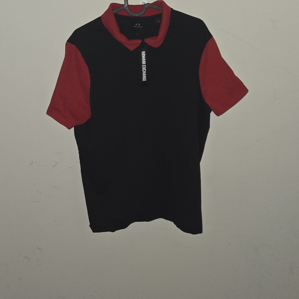 Armani Exchange Men's Polo in Black and Red